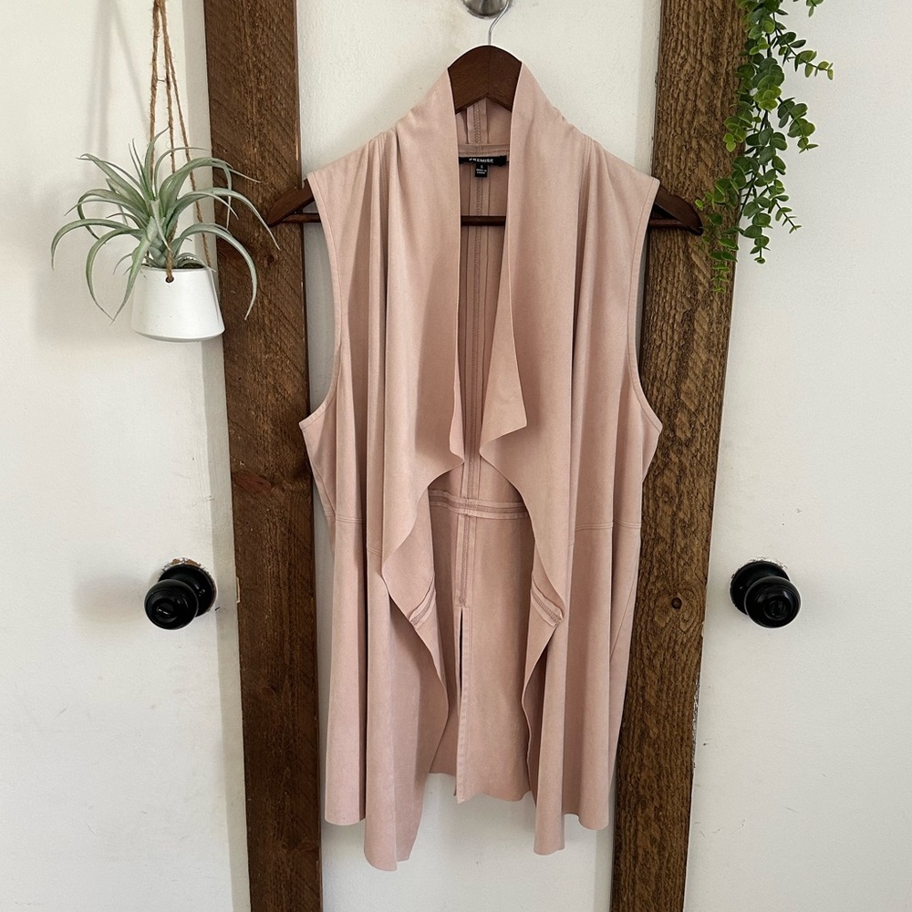 New Premise Women’s Faux Leather Suede Dusty Pink Vest Jacket Size Small - Picture 7 of 16